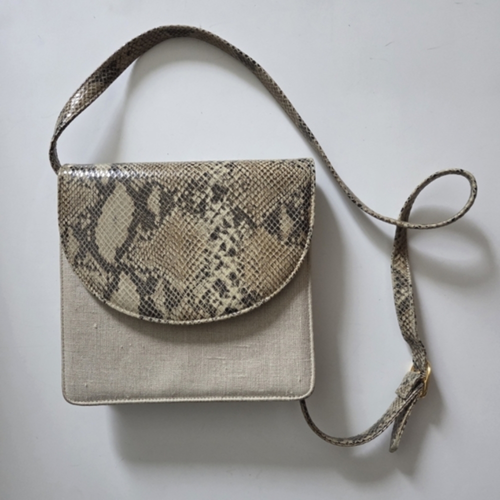 Browns | Snakeskin and Linen Blend Crossbody Bag
